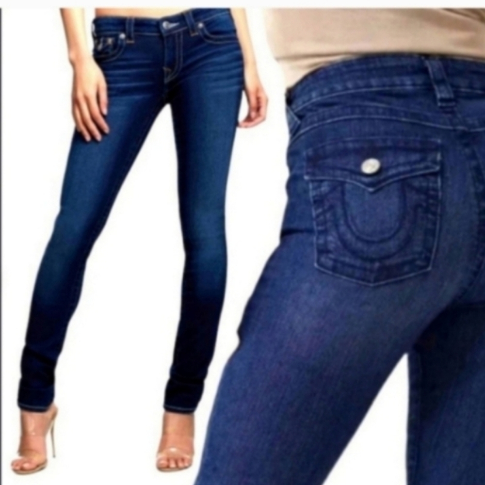 NWT True Religion Dark Denim Blue Halle Skinny Style Jeans 👖🆕🆕🆕🆕👇🏼